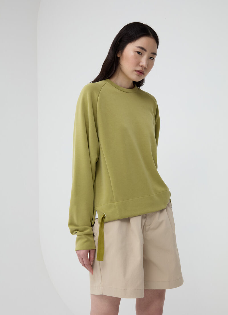 Crew-neck sweatshirt with drawstring