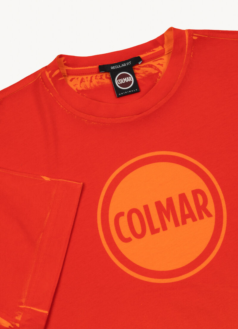 Faded effect printed cotton T-shirt