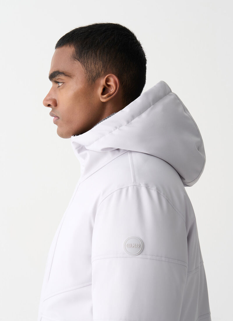 Twill down jacket with patch pockets