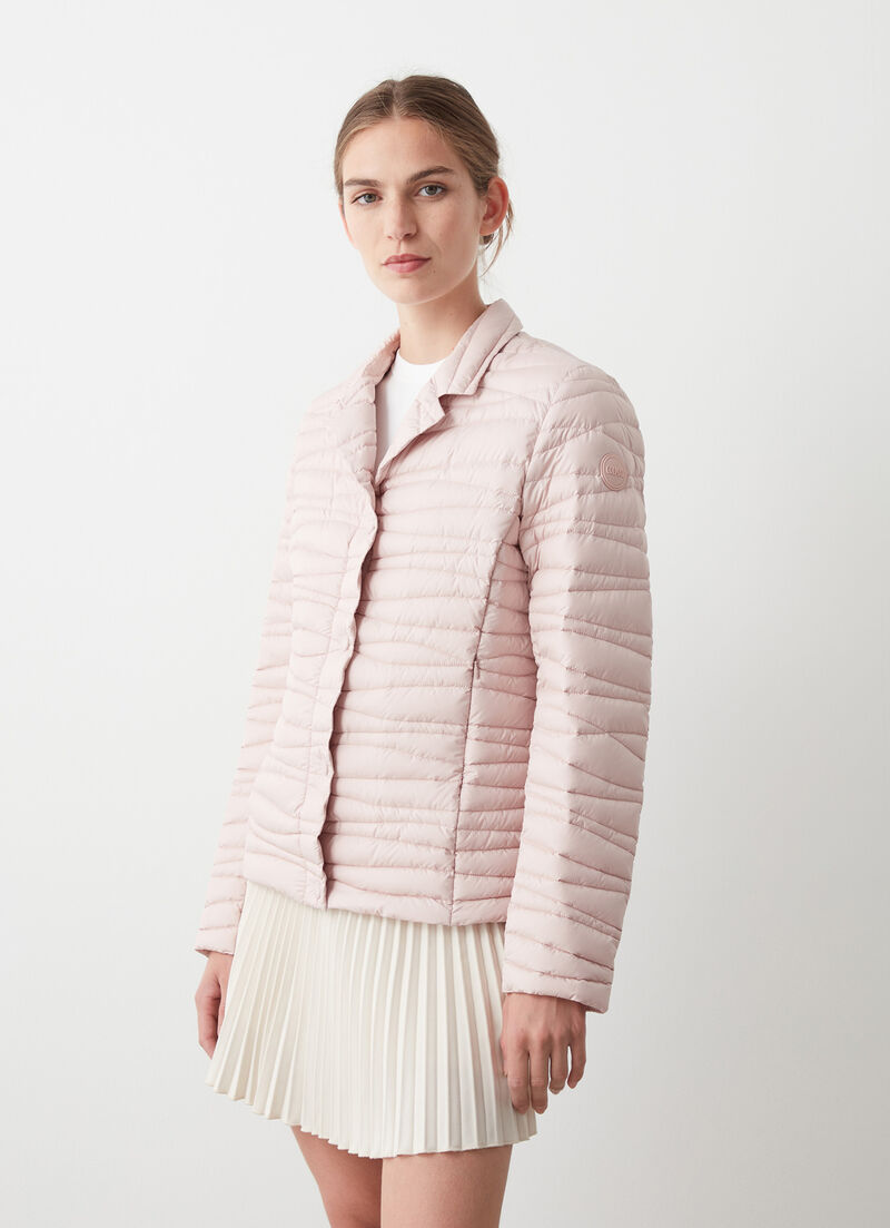 Down-padded blazer with wavy quilting