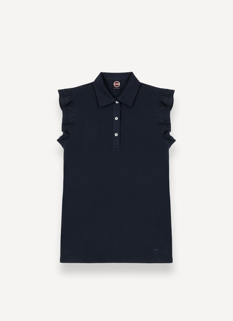 Piqué polo-shirt with ruches