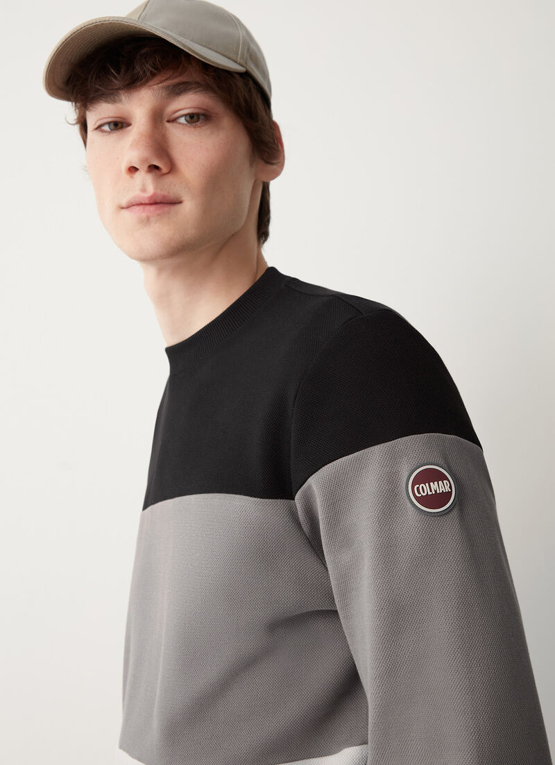 100% cotton piqué round-neck sweatshirt