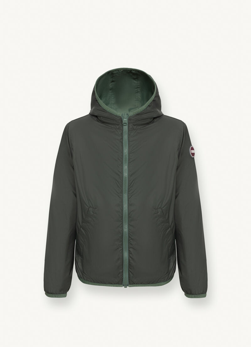 Reversible jacket with hood