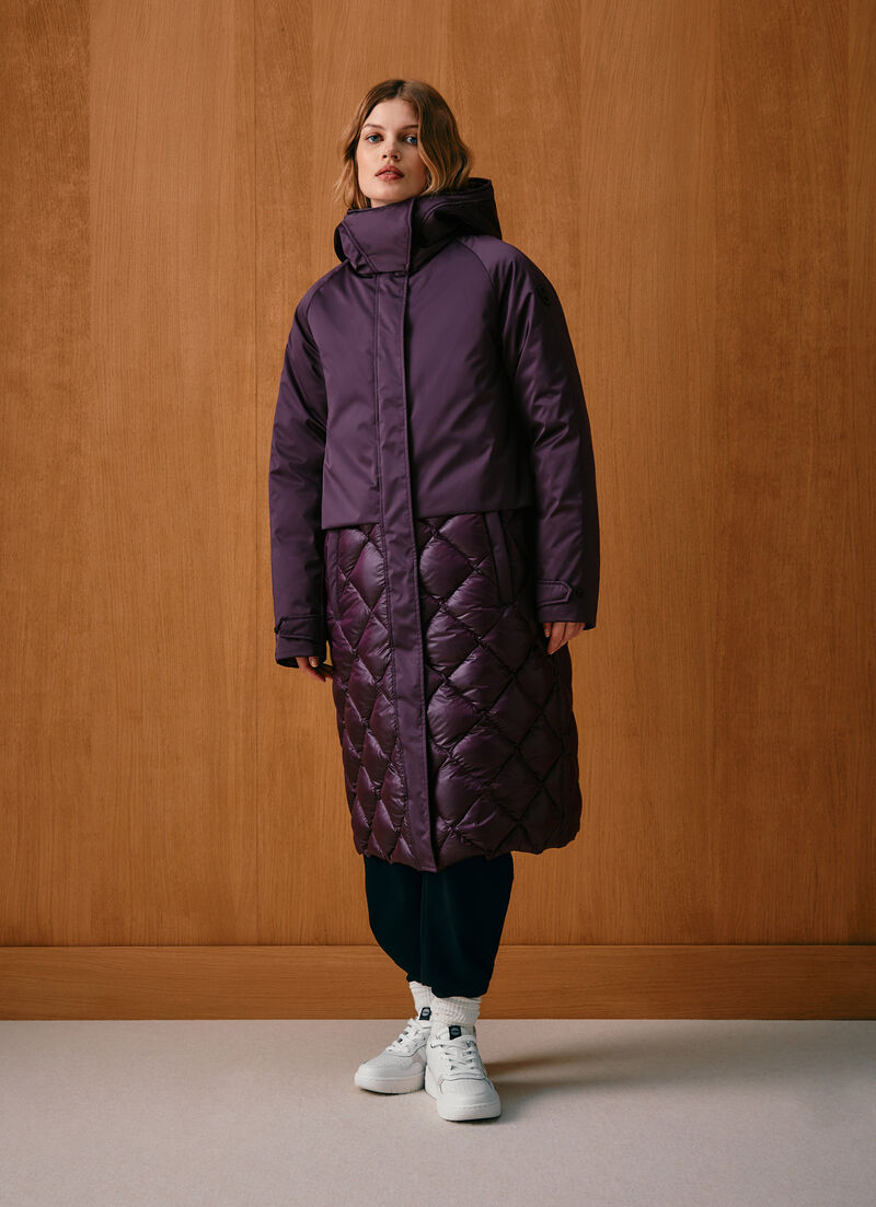 Long down-padded maxi-jacket