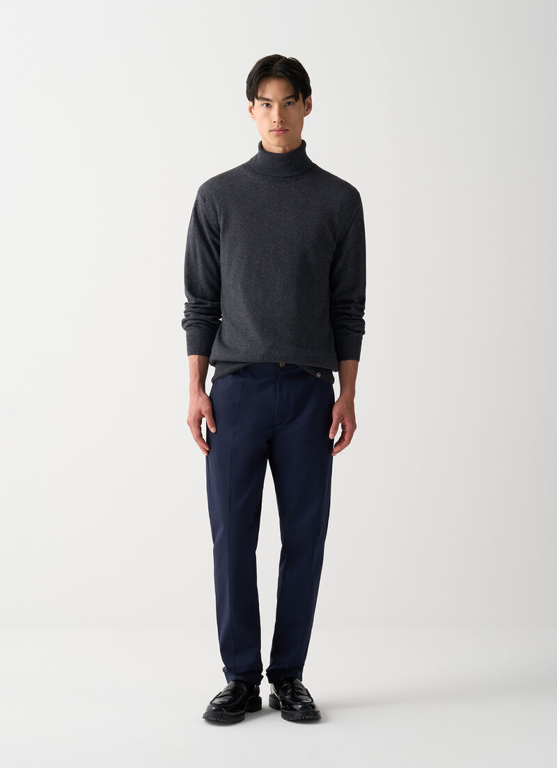 Fine knit polo-neck jumper