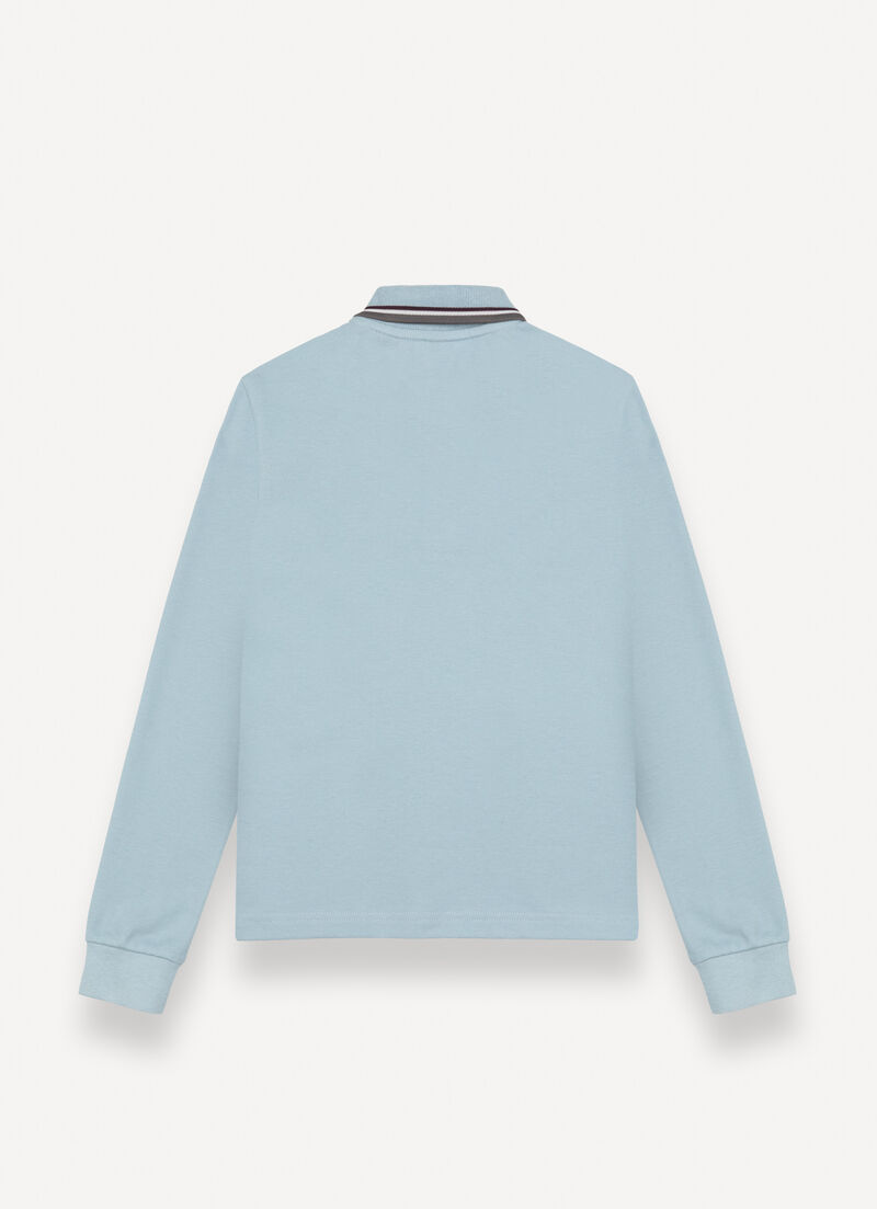 Long-sleeved polo shirt in stretch piqué