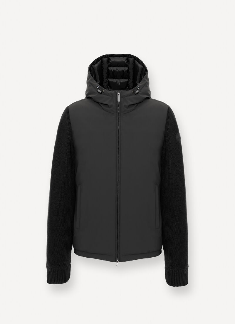 Padded jacket with knit sleeves