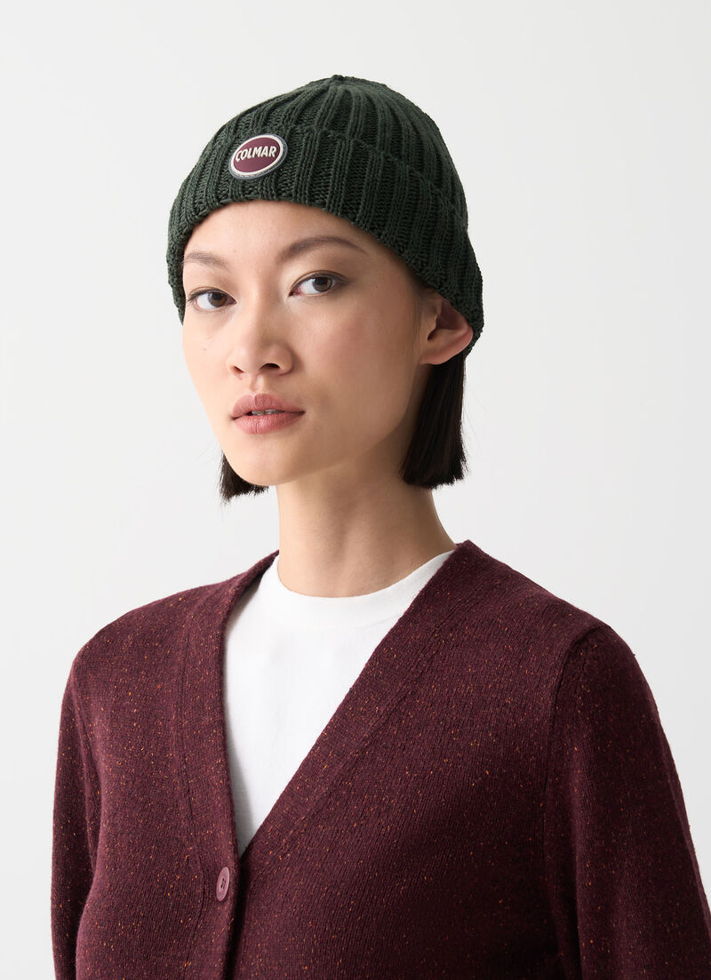 Unisex rib-knit hat with turn-up