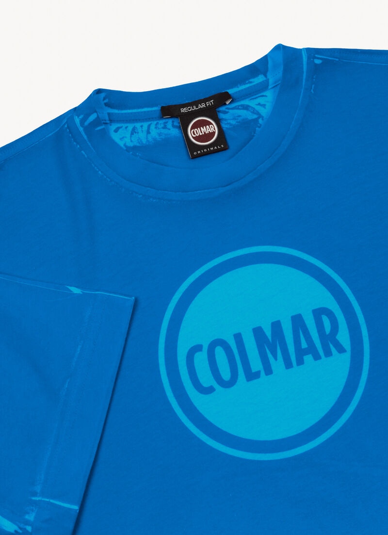 Faded effect printed cotton T-shirt