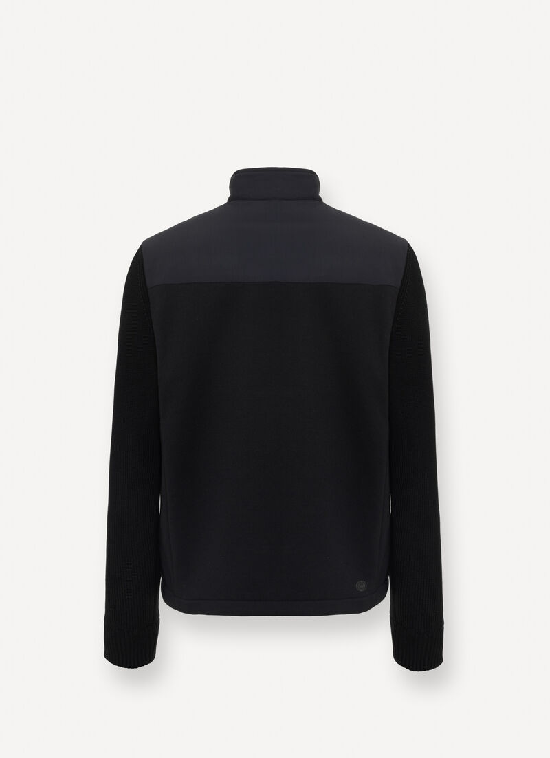 Biker jacket with knit sleeves