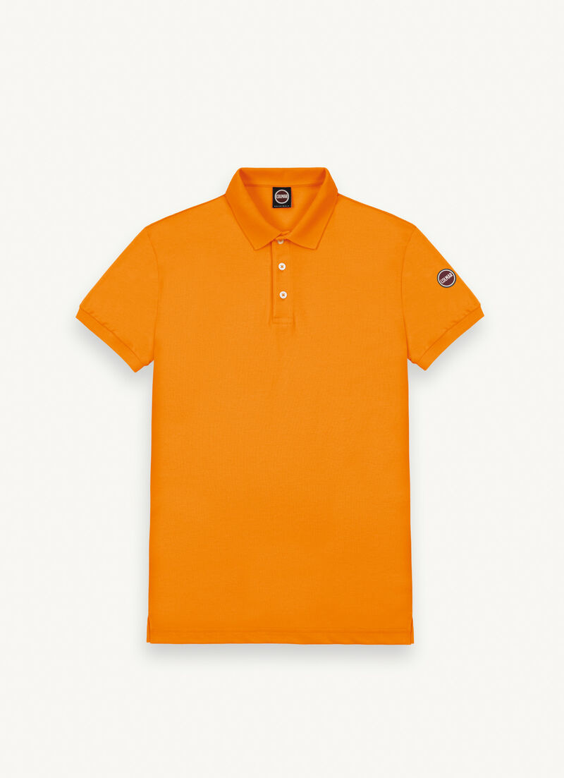 Stretch piqué cotton polo shirt