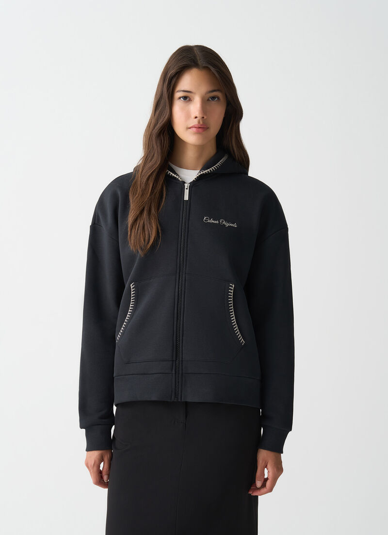 Full-zip sweatshirt with embroidery