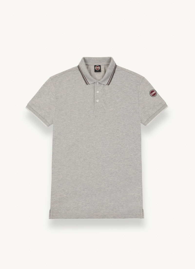 Piqué polo shirt with stripes on the collar