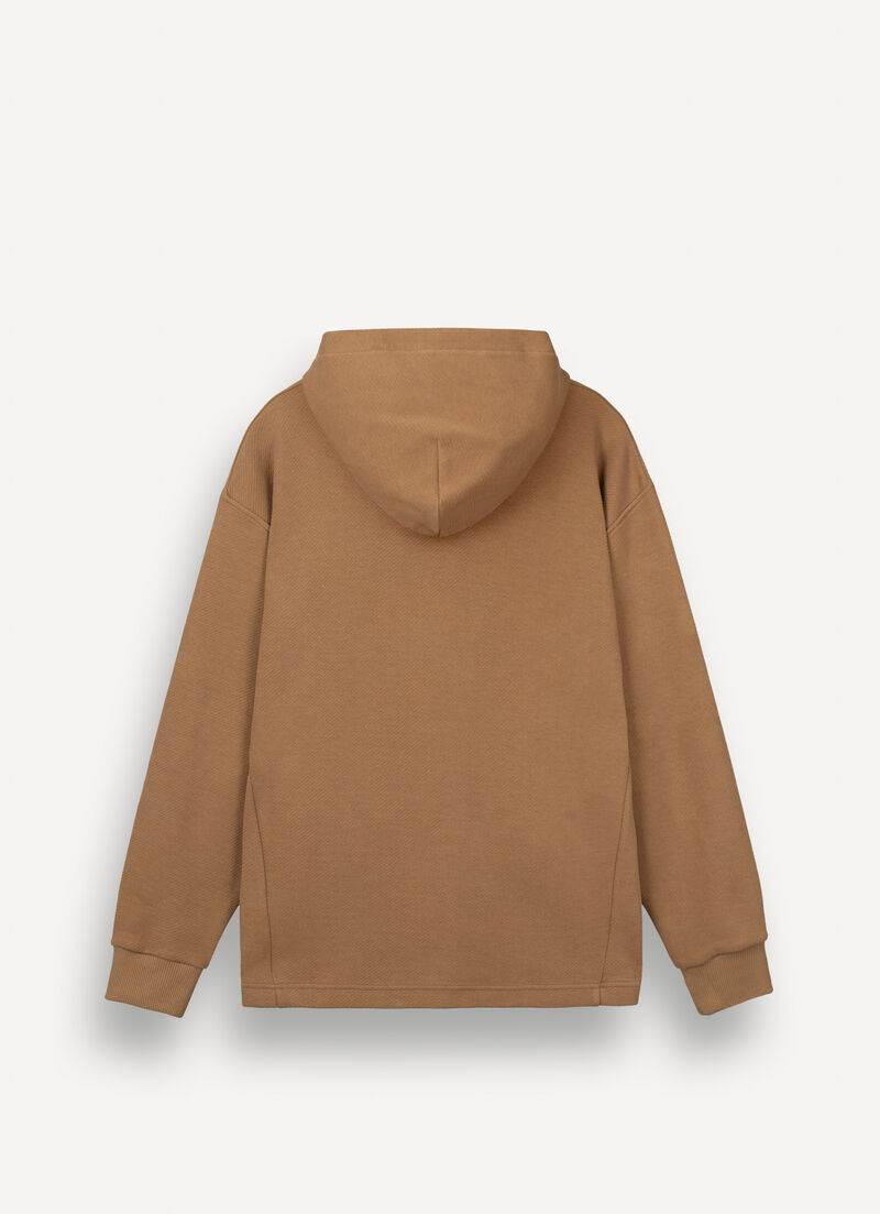 Sweatshirt with slanted nylon pocket