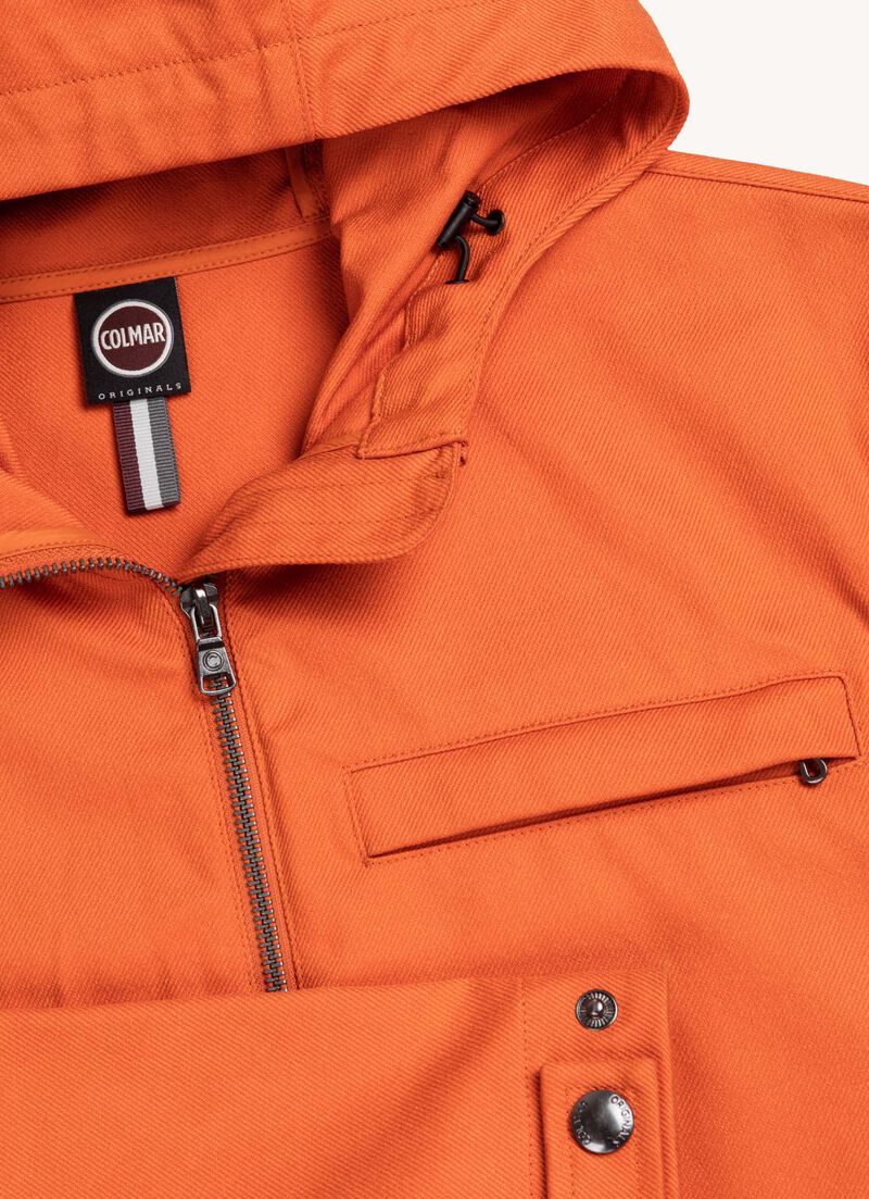 Hooded cotton-look fabric jacket