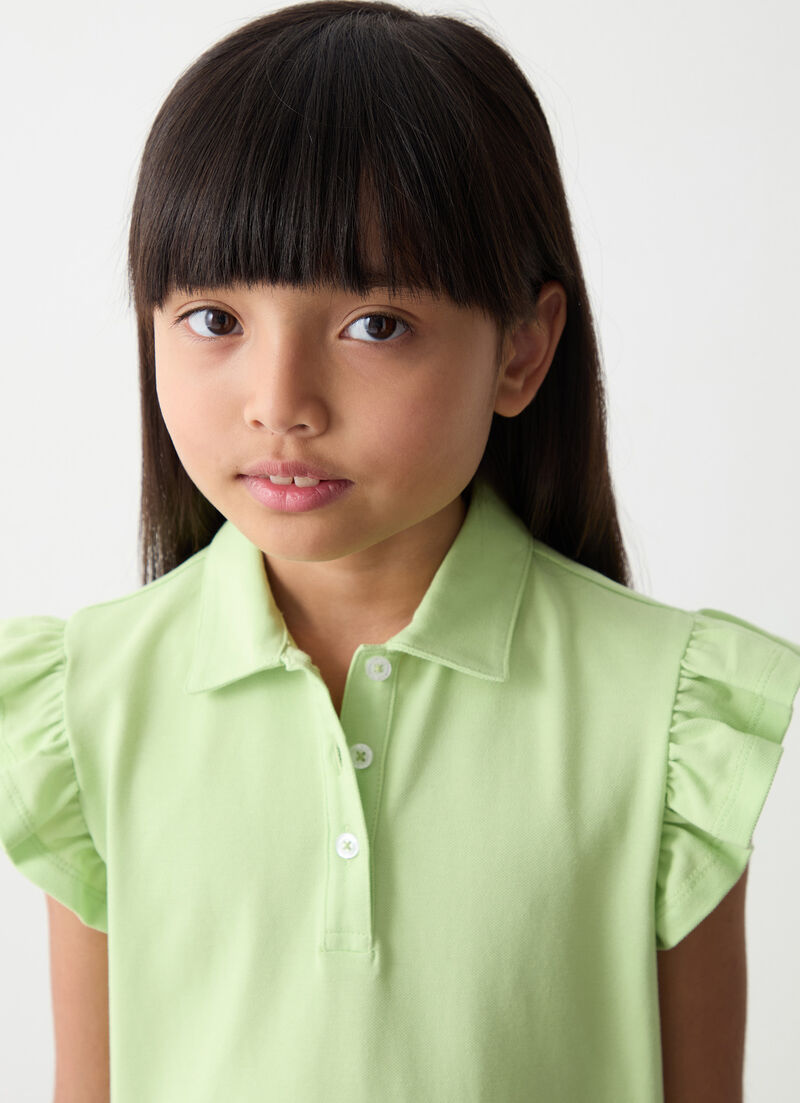 Piqué dress with flounced detailing