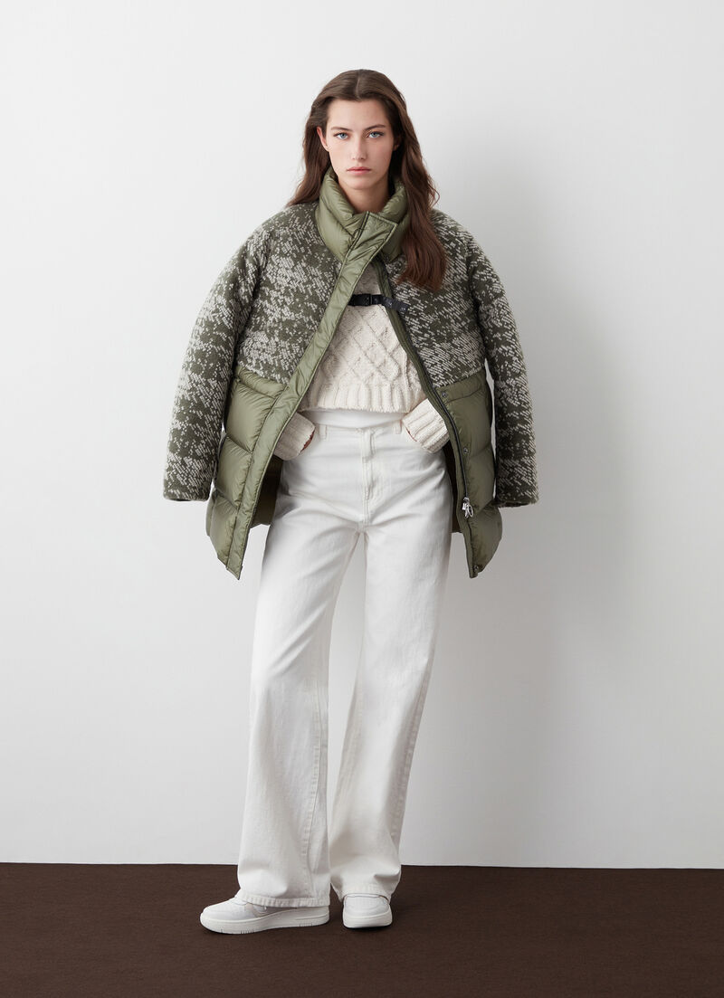 Jacquard down jacket with padded collar