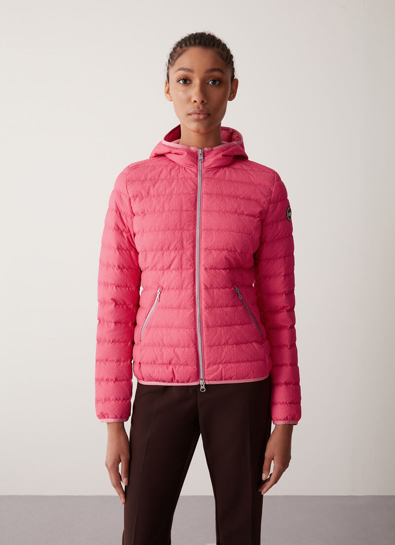 Vichy-print hooded jacket