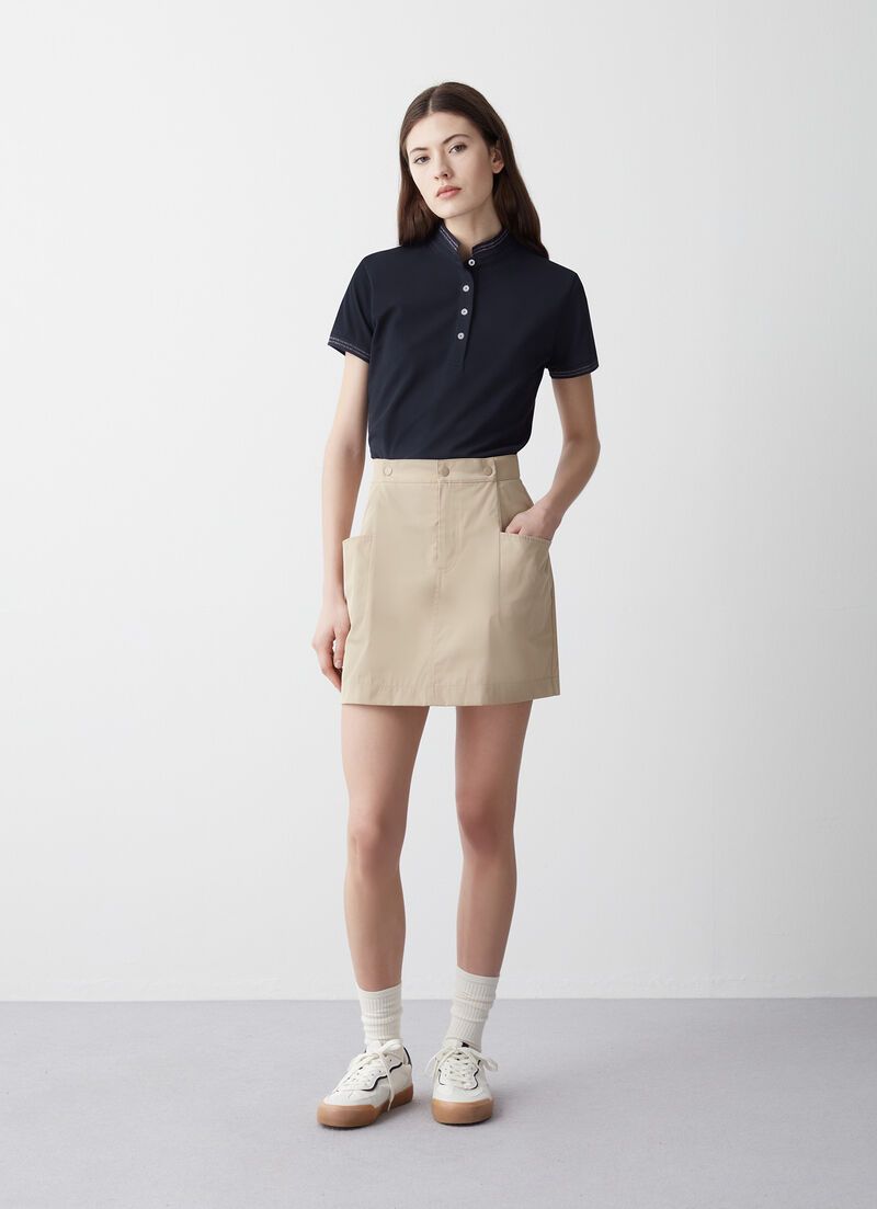 Stretch piqué polo-shirt with ribbed collar