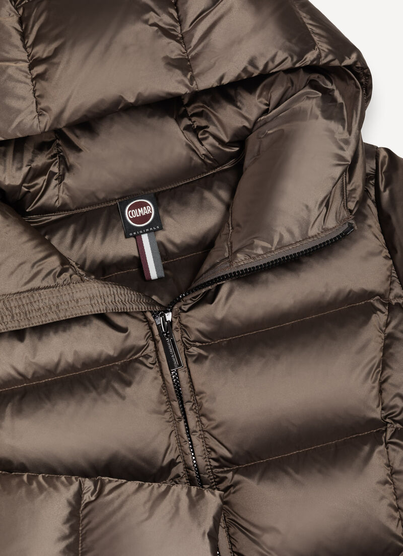 Long down jacket with hood