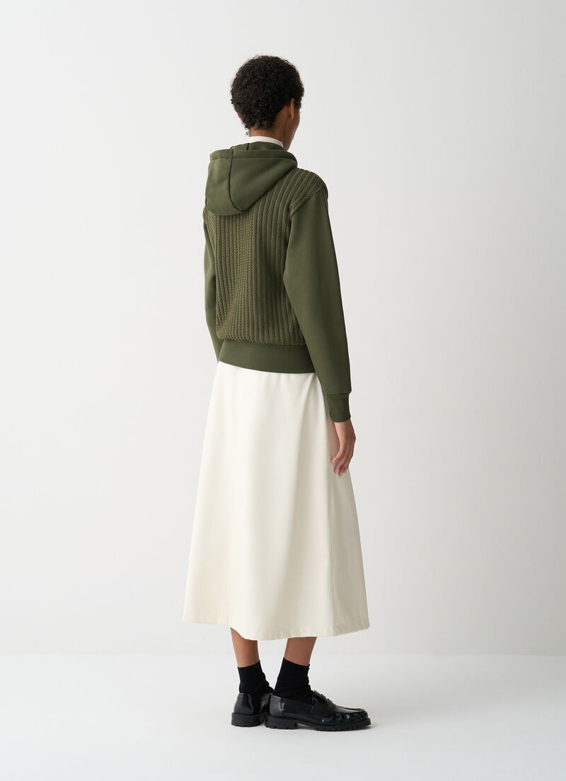 Cable-knit hooded sweatshirt