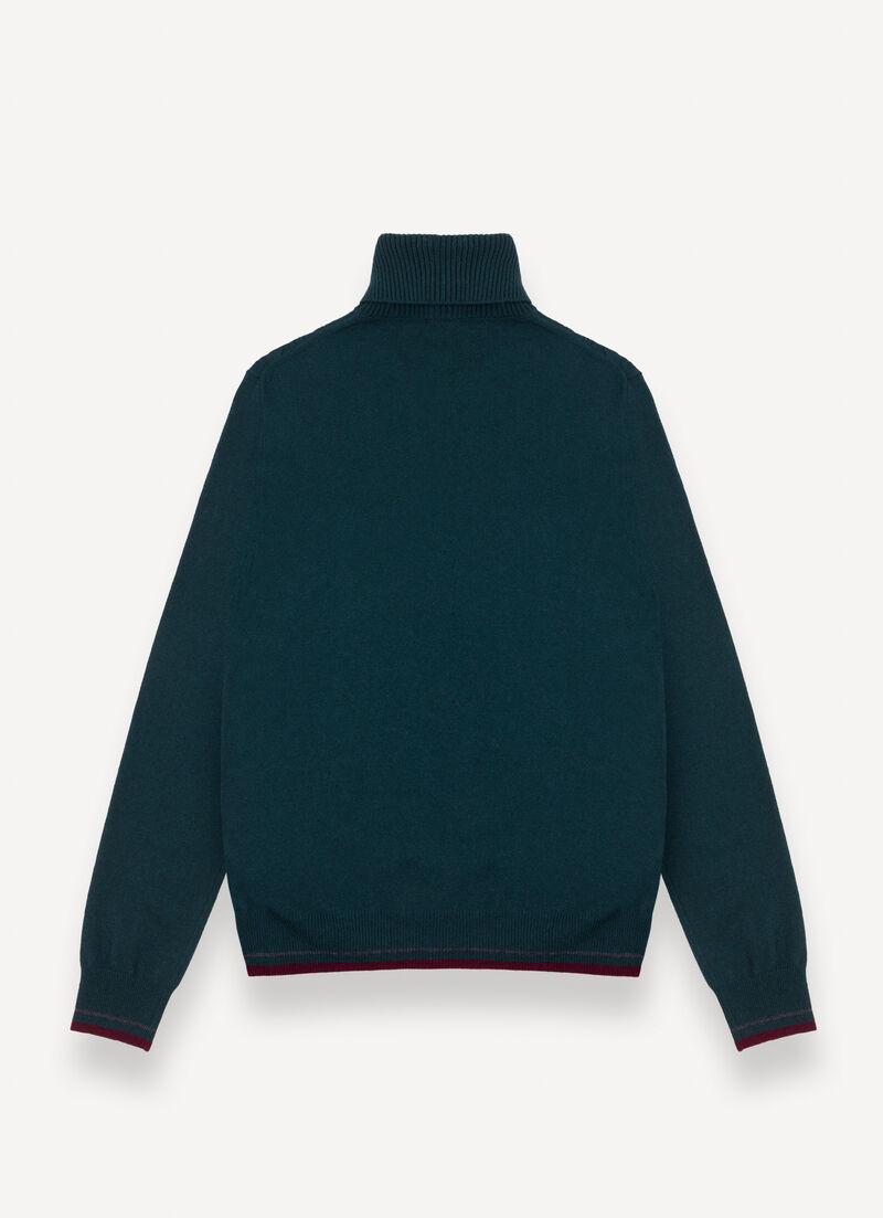 Wool cable-knit polo-neck