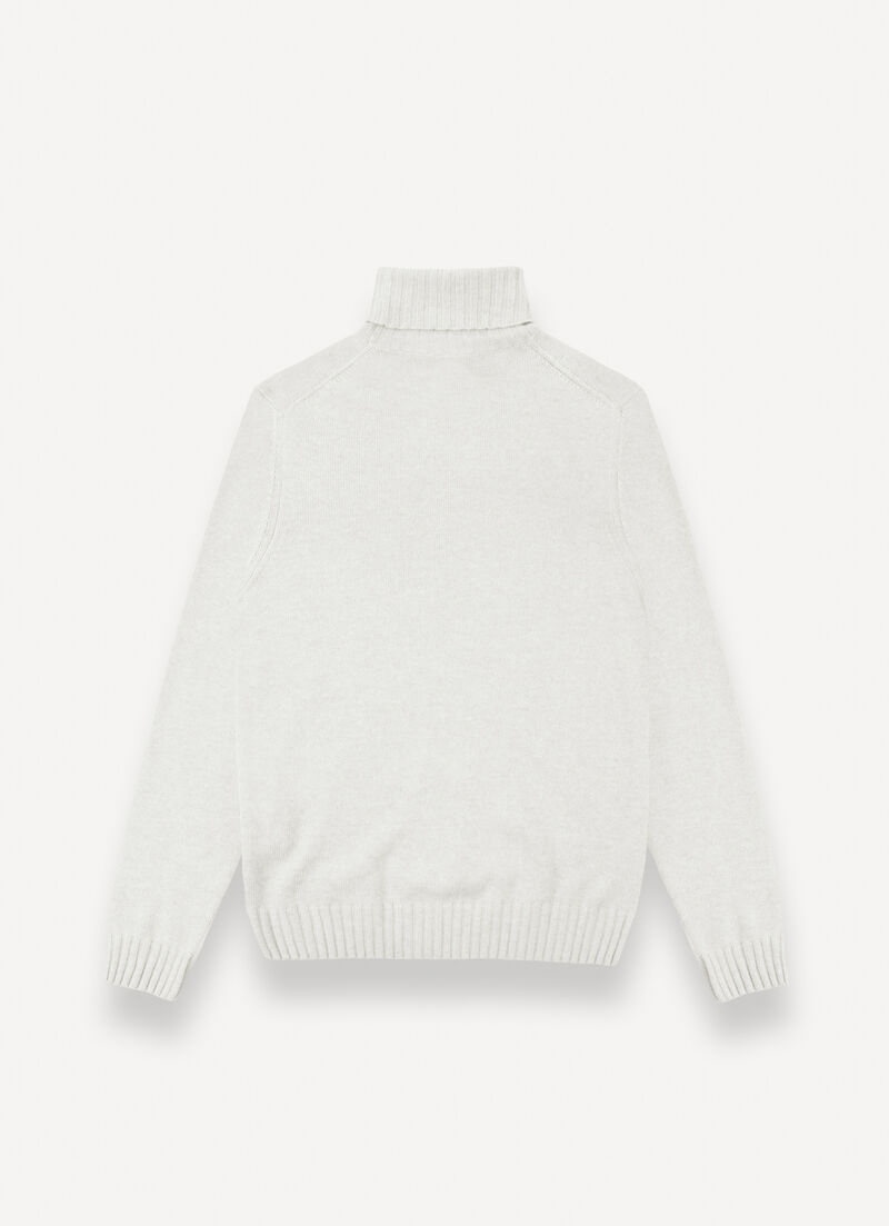 Branded wool polo-neck pullover