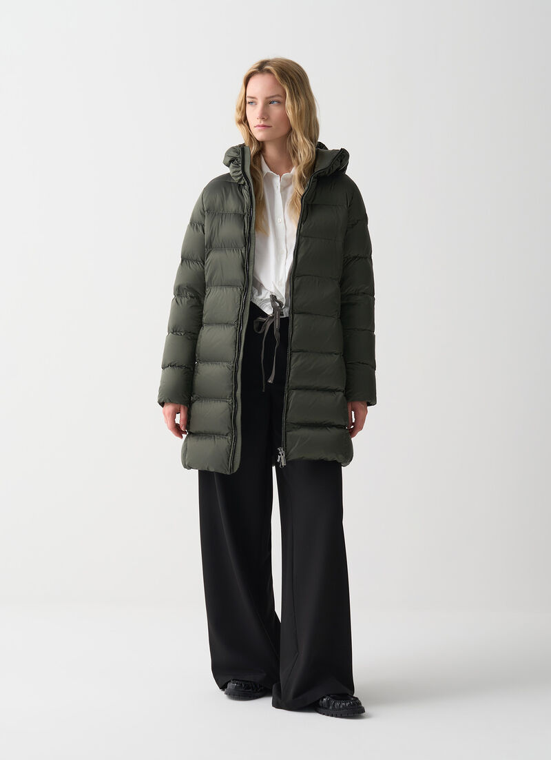 Long down jacket with hood