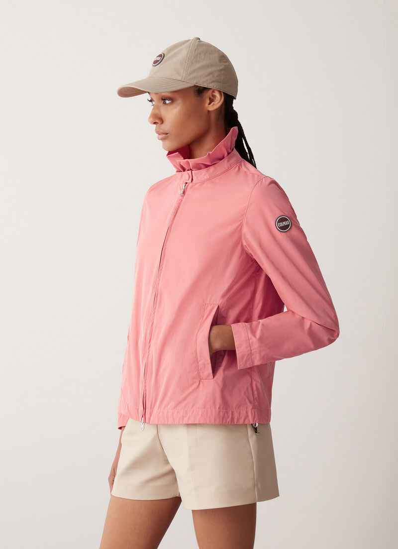 Unlined taffeta jacket with high neck