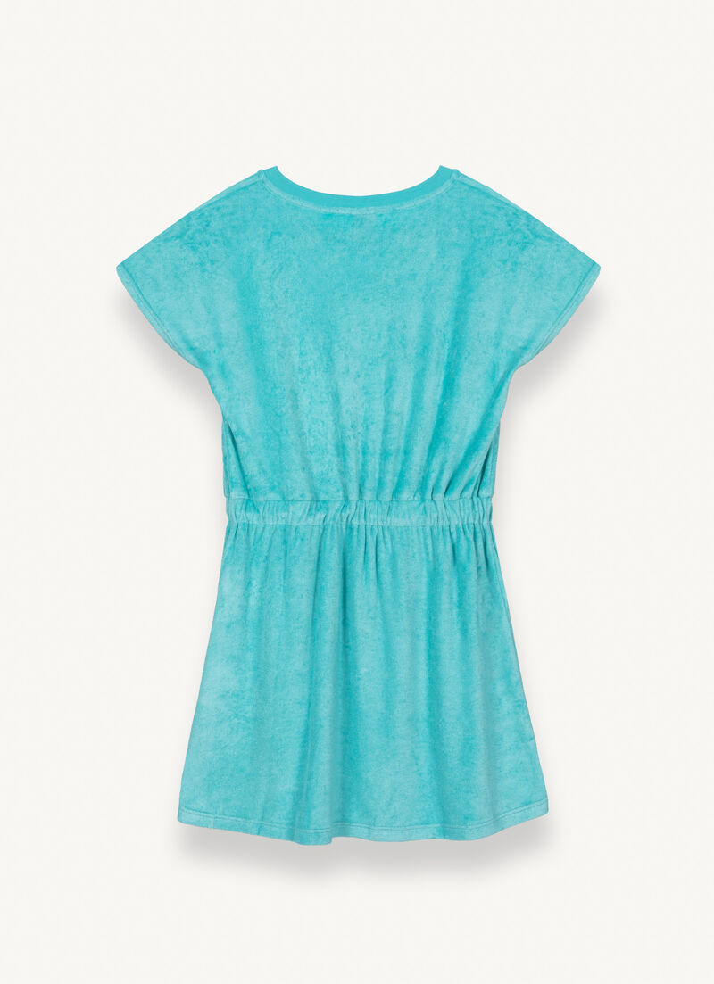 Round neck semi-glossy chenille dress