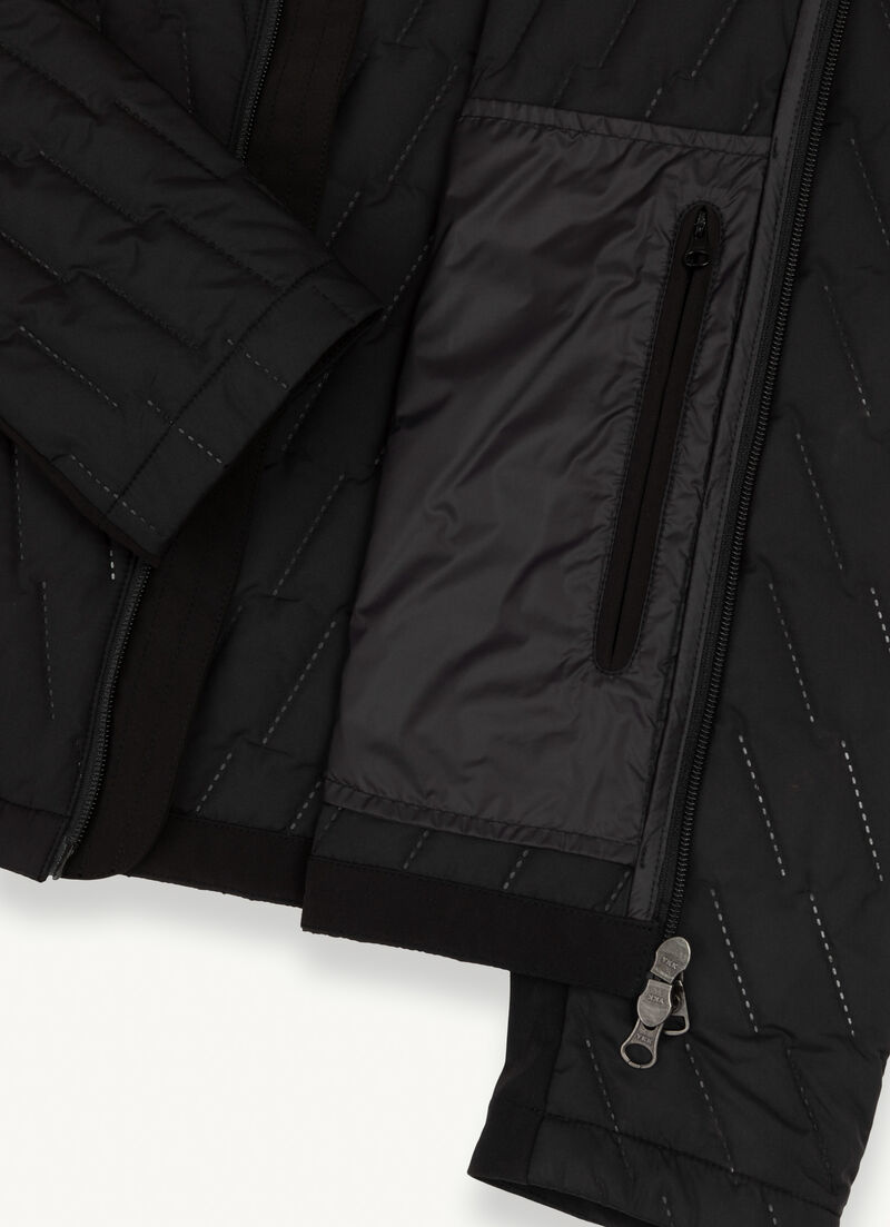 Padded biker jacket with ultrasonic stitching