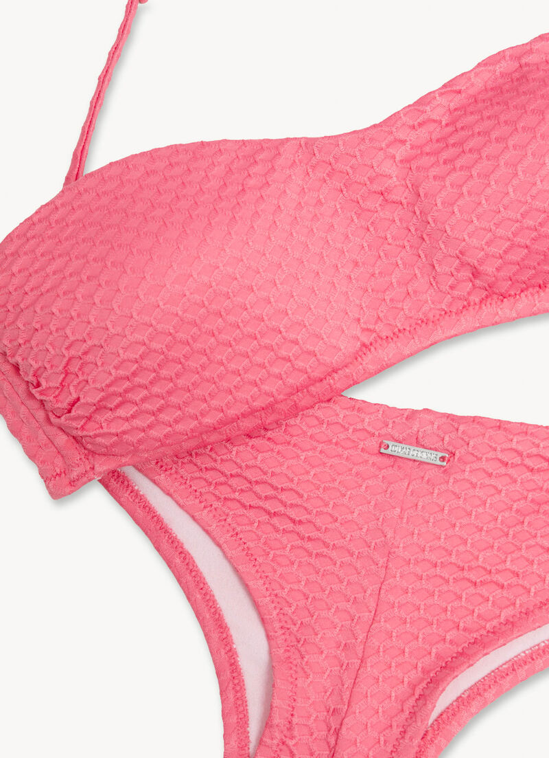Bandeau bikini in honeycomb fabric