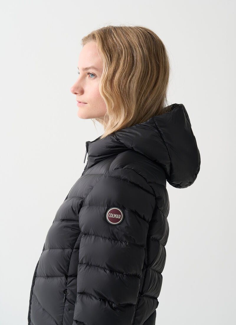 Quilted down jacket with hood