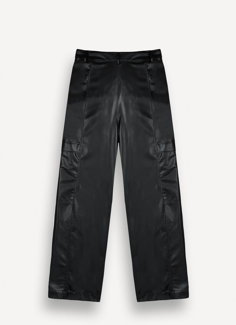 Faux leather cargo trousers