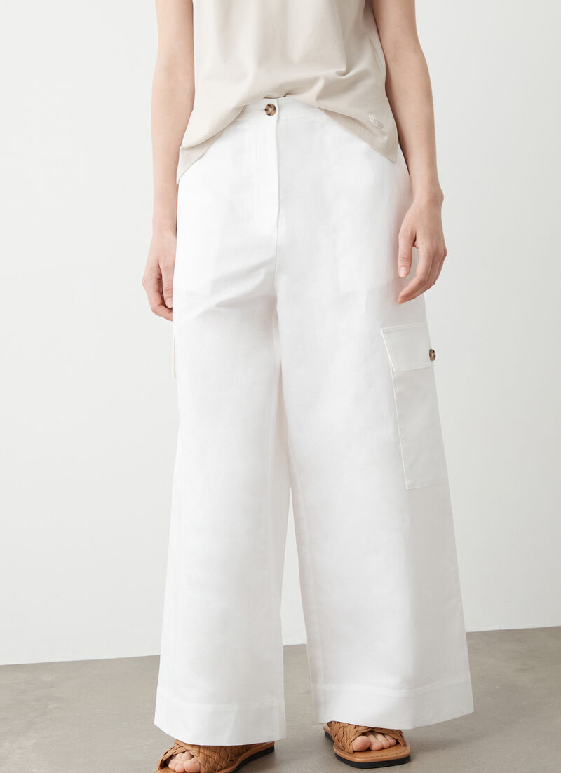 Linen cargo trousers