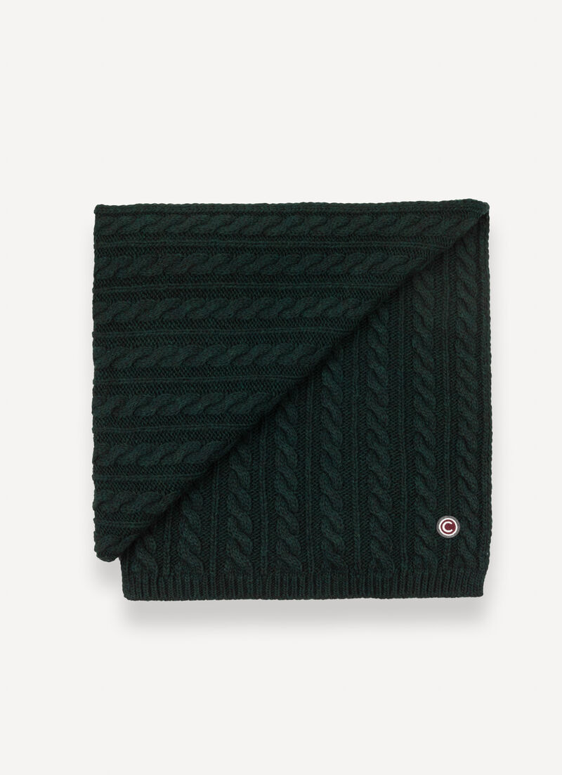 Branded unisex cable-knit scarf