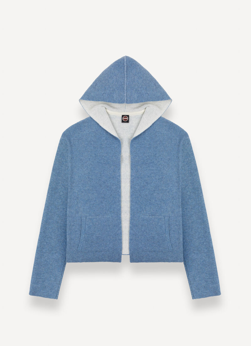 Open two-tone wool baize cardigan