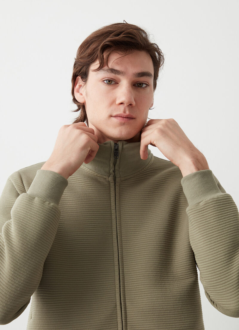 Ribbed ottoman sweatshirt with zip