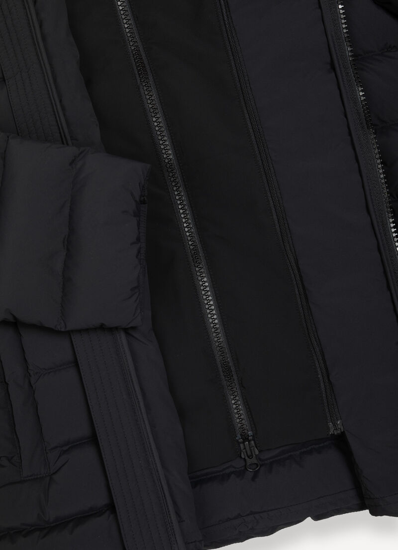 Quilted down jacket with bib