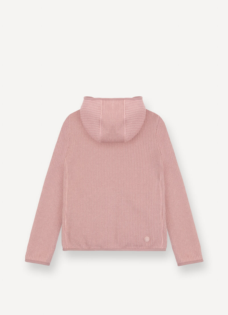 Rib-knit pullover with hood