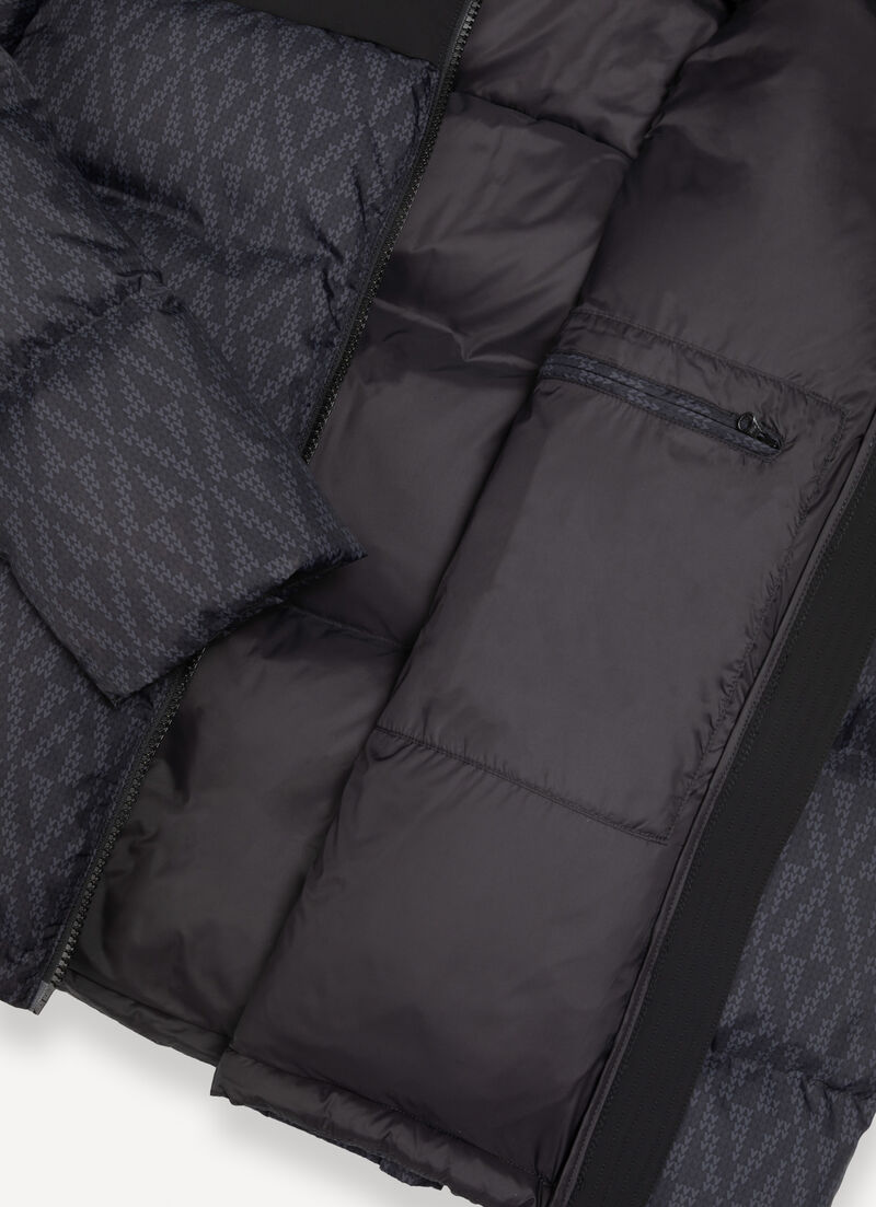 Down jacket with geometric print