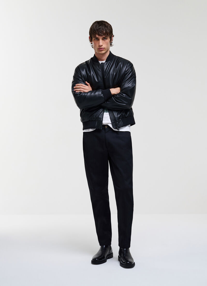 Faux leather bomber jacket