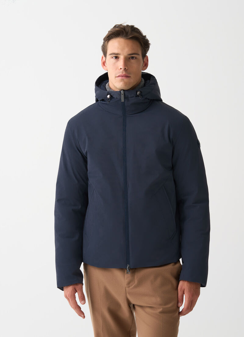 Reversible waterproof down jacket