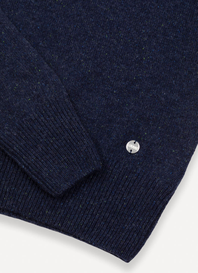 Melange polo-neck jumper