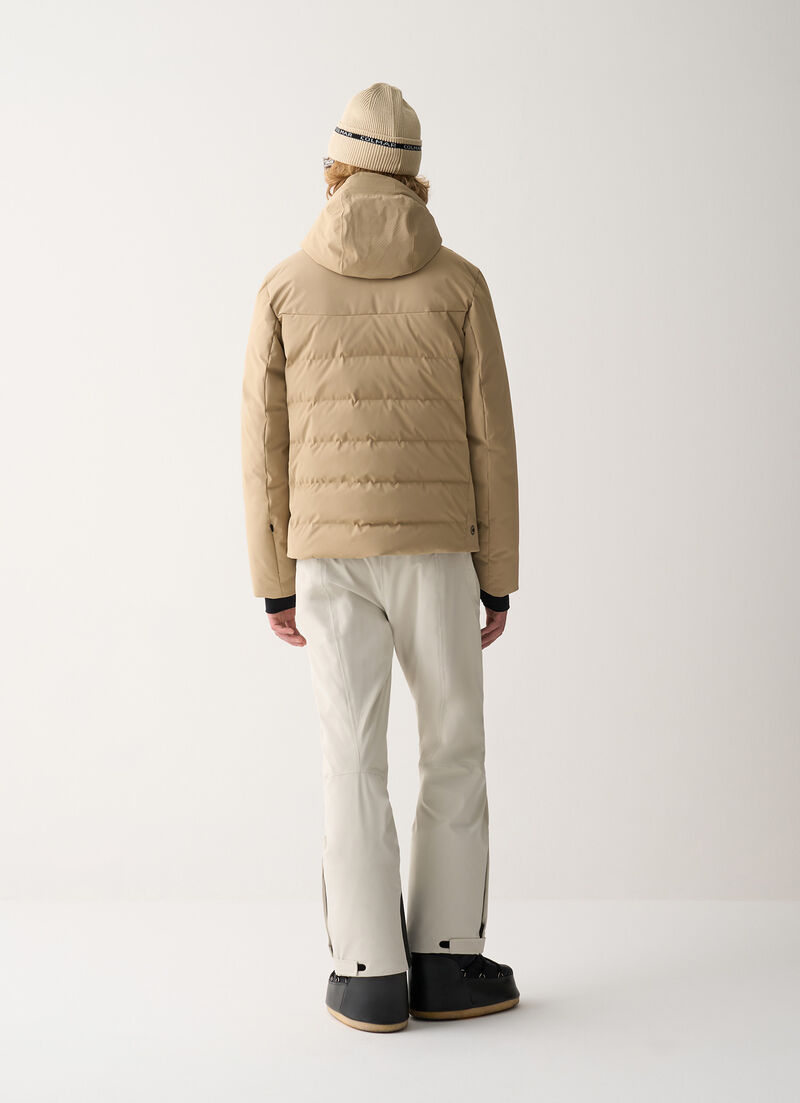 3D-effect padded ski jacket with seamless neck warmer