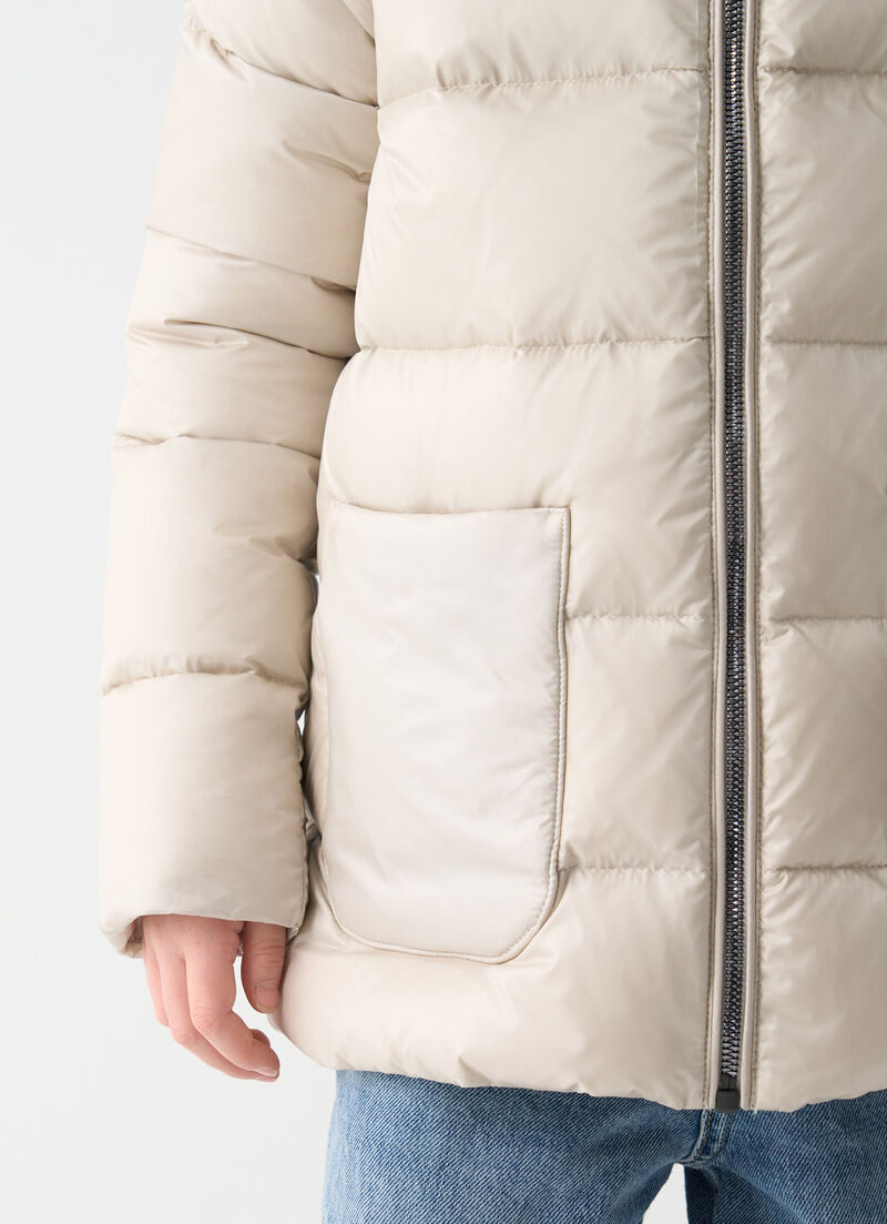 Down jacket with fur collar
