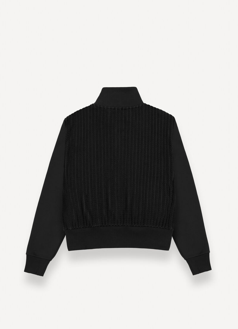 Cable-knit sweatshirt with zip