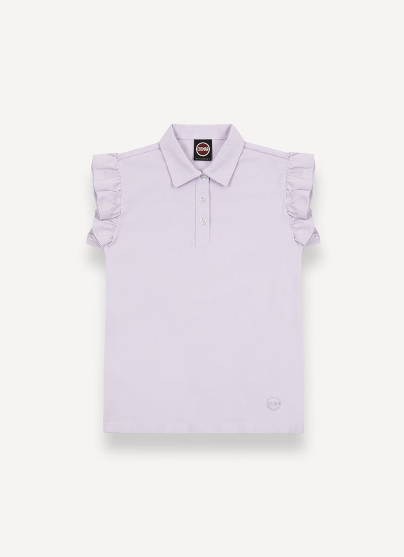 Piqué polo-shirt with flounced detailing