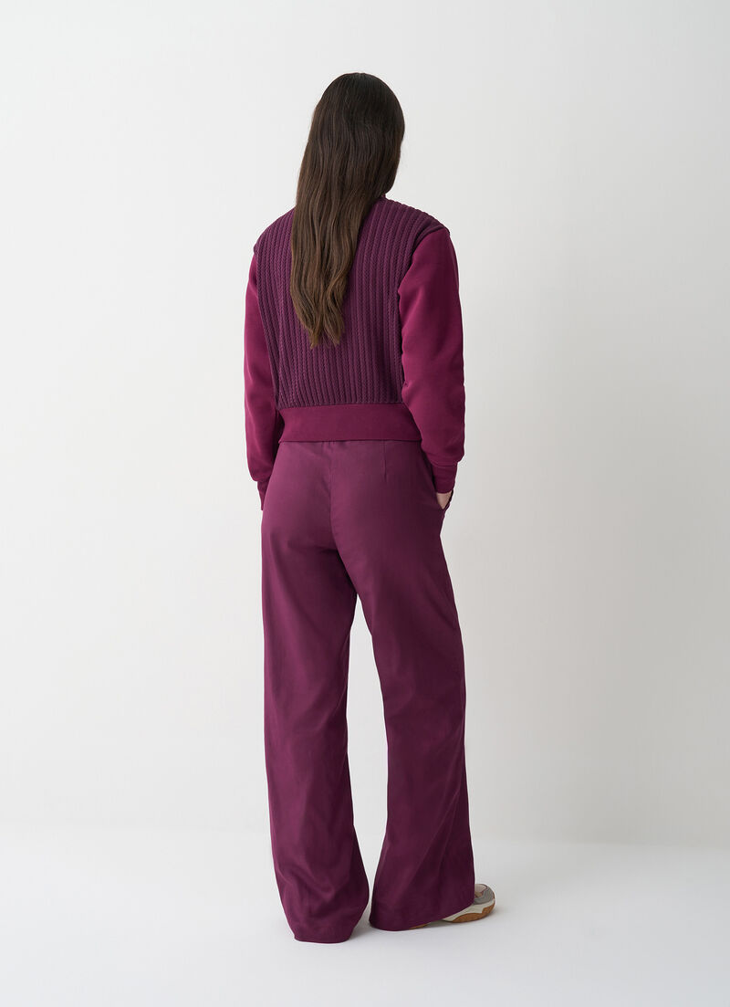 Cable-knit sweatshirt with zip