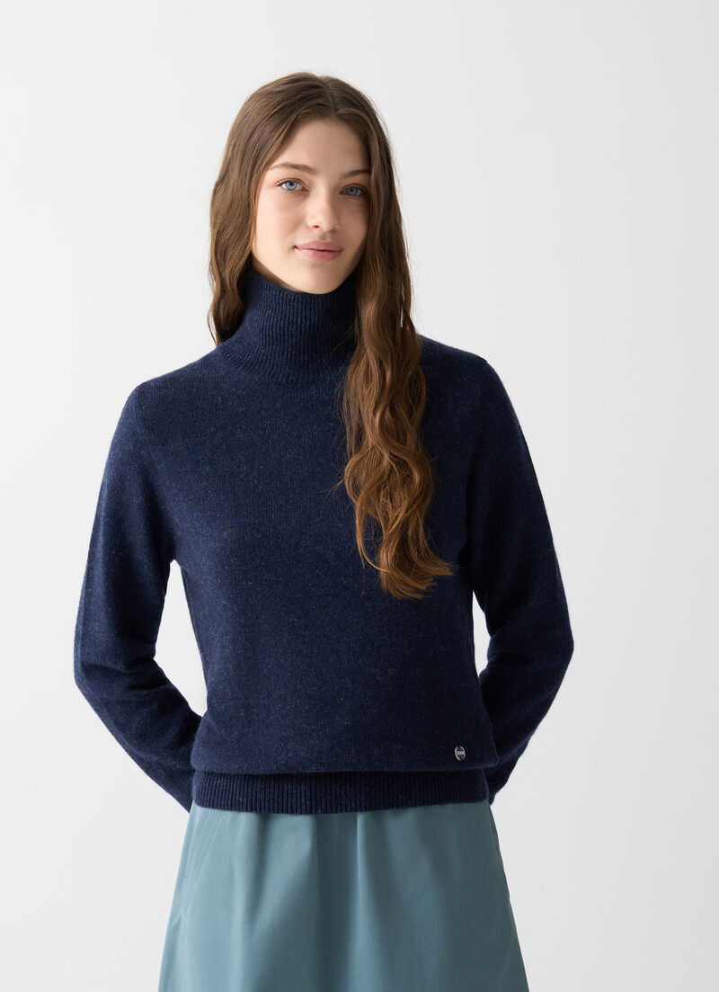 Melange polo-neck jumper